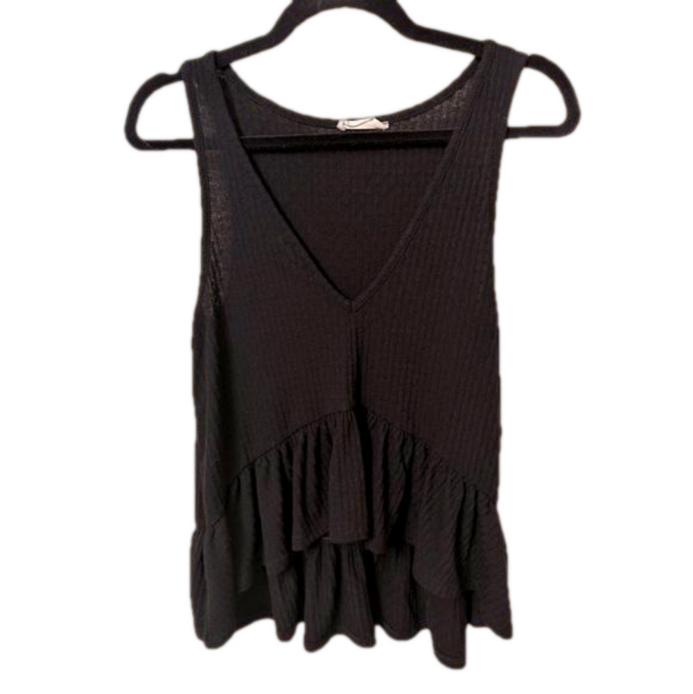 Altar'd State Black Ruffle Tank Top Small